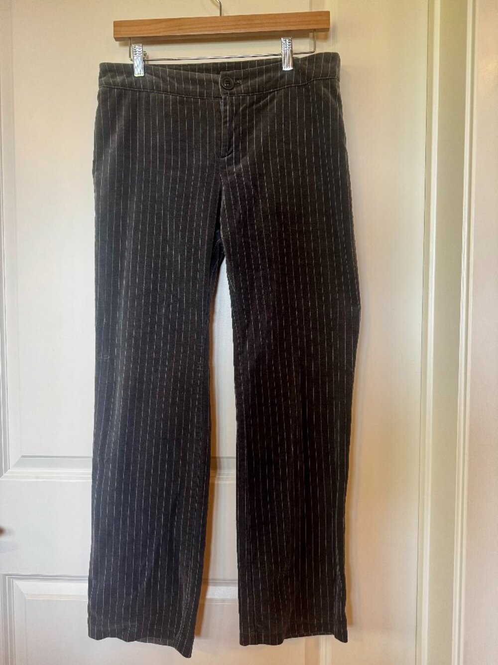 Vintage Built By Wendy Charcoal Pinstripe Velvet Pants - Size M